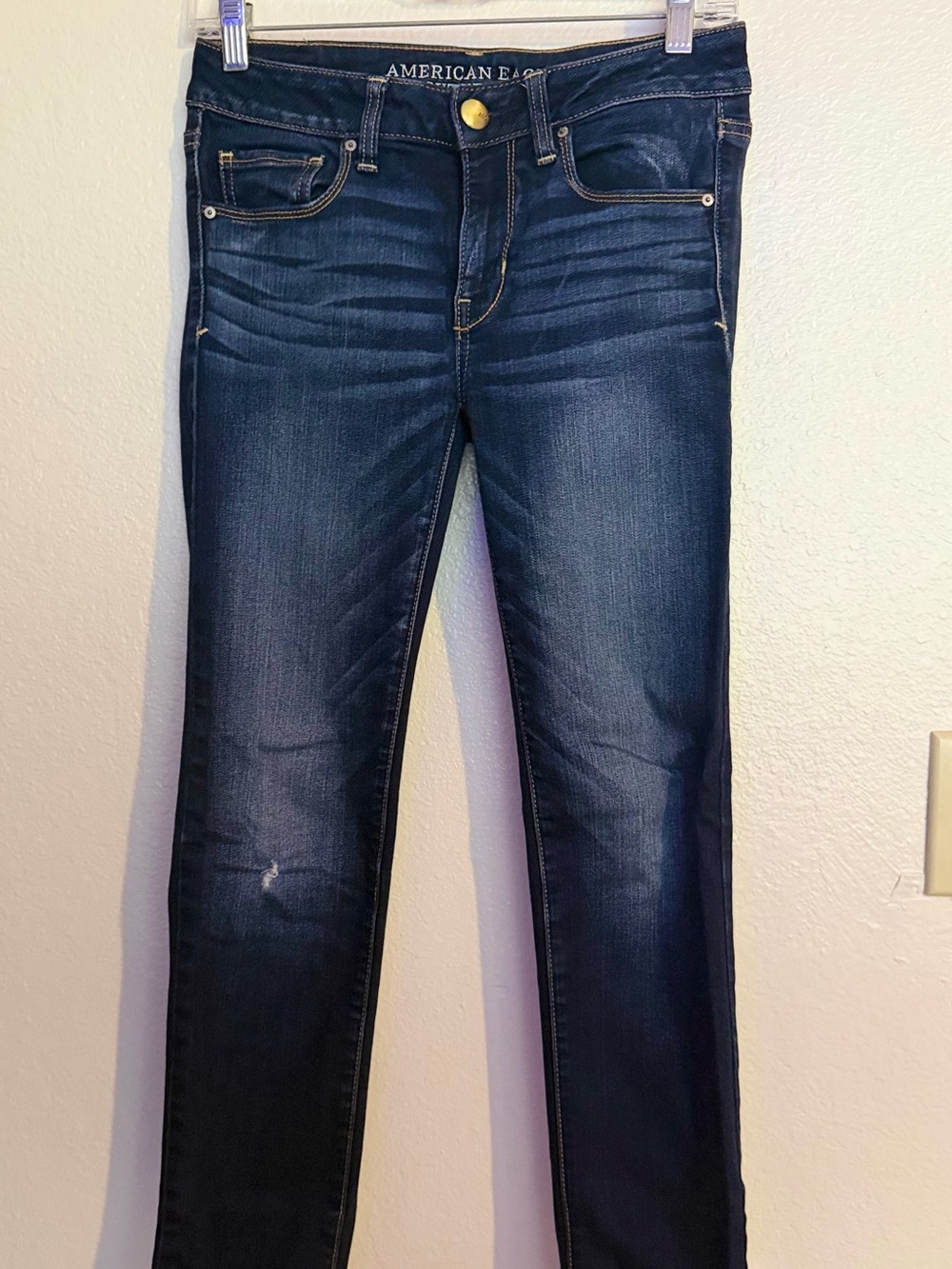 American Eagle Outfitters Navy Skinny Jeans with Faded Detail